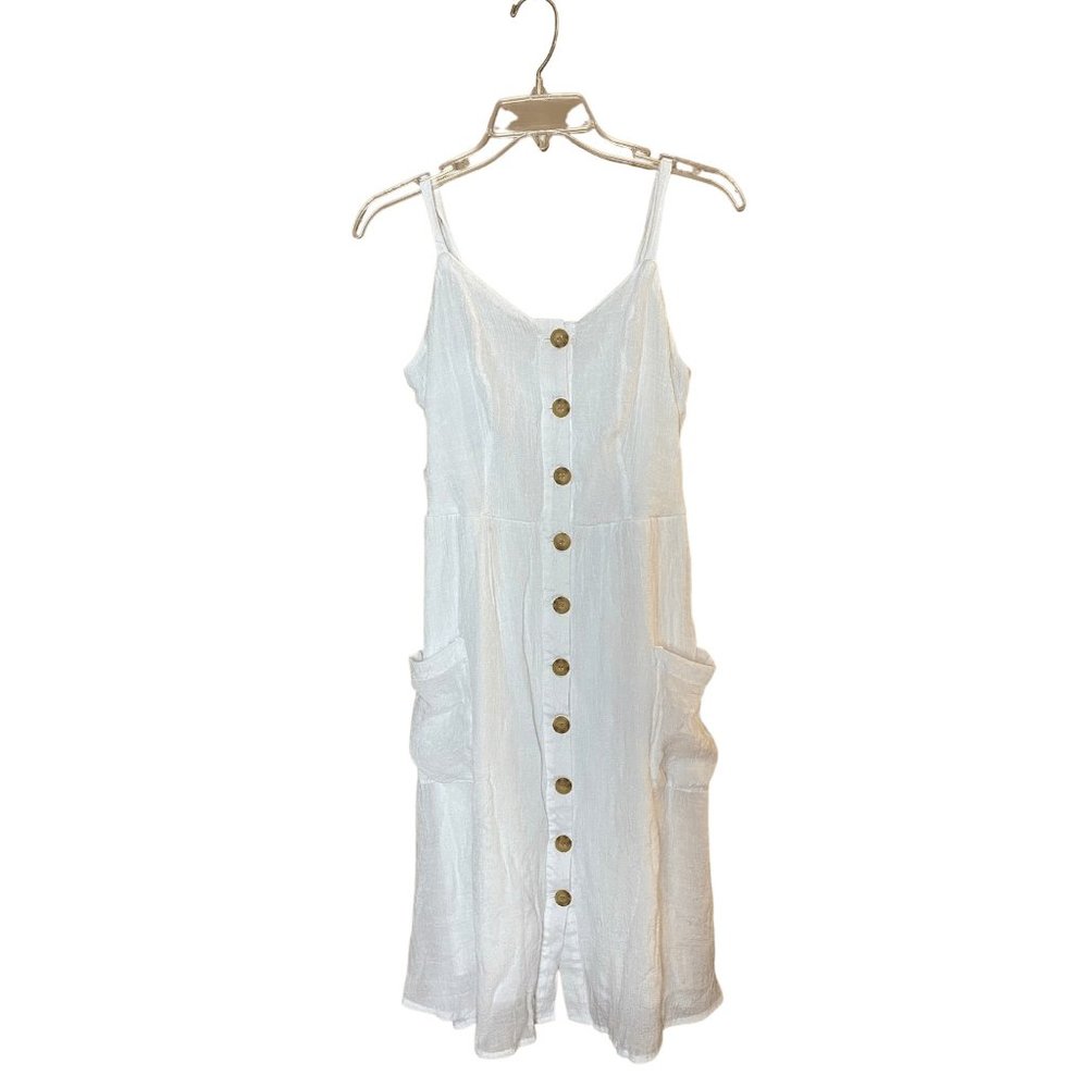 mlle gabrielle Sz Sm Lined Gauzy White Dress With Pockets